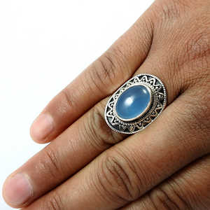 Trendy Classic Natural Chalcedony Gemstone Ring 925 Sterling <b>Silver</b> <b>Top</b> Grade Quality Handmade <b>Silver</b> Jewelry At Factory Price - Product Image 2