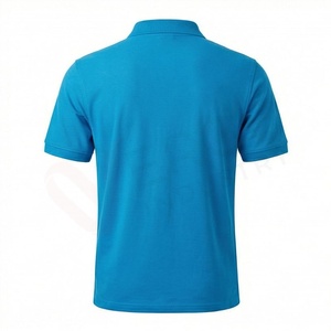เสื้อโปโลผู้ชายสีน้ำเงิน แขนสั้น ผ้าปิเก้ ทรงลำลอง กระชับพอดีตัว ดีไซน์ถักแบบเรียบ - Product Image 2