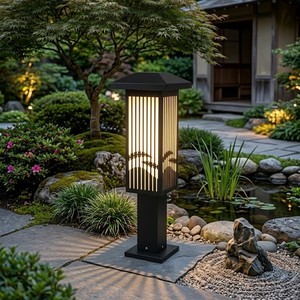 Lámpara Decorativa de Jardín de Estilo Japonés con Forma de Hongo, Luz Cálida Amarilla para Exteriores, para Patio - Product Image 3