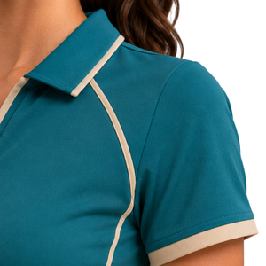 Ensemble polo et jupe plissée de tennis et de golf pour femme, couleur beige turquoise, vêtements de sport personnalisés, respirants, à séchage rapide, uniforme de sport - Product Image 5