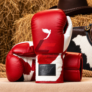 New Launched Custom Made Superb Quality Original Cow Hide Leather <b>Hair</b> Stylish Fly Boxing Gloves With Embossed Fly Logo On <b>Cuff</b> - Product Image 2