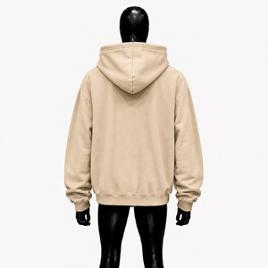Sweat à capuche zippé beige oversize pour homme, imprimé personnalisé, streetwear, fermeture éclair intégrale, molleton épais, style décontracté - Product Image 2