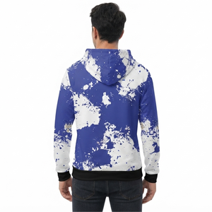 Sudadera con Capucha Personalizada Azul Rey y Blanco con Diseño de Salpicaduras de Pintura, Oversize, de Forro Polar Premium, Estilo Urbano, Unisex, Casual, con Estampado de Logotipo, OEM ODM - Product Image 4
