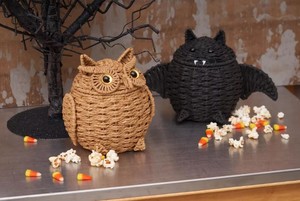 Cesta de Papel Tejida con Tapa de Búho de Halloween, Recipiente para Dulces, Almacenamiento de Papel Hecho a Mano para Decoración de Fiestas de Truco o Trato - Product Image 3