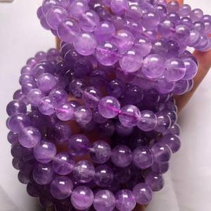 Perles rondes en améthyste naturelle non traitée, améthyste nuageuse, demi-brin pour la fabrication de bijoux et artisanat DIY - Product Image 4
