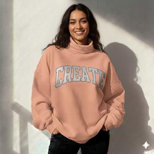 Sudadera Larga de Cuello Alto Oversize para Mujer, Estilo Urbano, Casual, de Invierno, Corte Holgado, Look Minimalista, Cómoda, para Uso Diario - Product Image 6