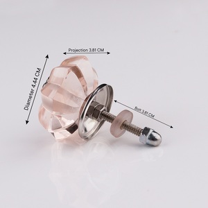 Wholesale Handmade <b>Pink</b> Glass Cabinet <b>Knobs</b> <b>Drawer</b> Pulls Marigold Flower Design for Bedroom Kitchen Contemporary Furniture - Product Image 3