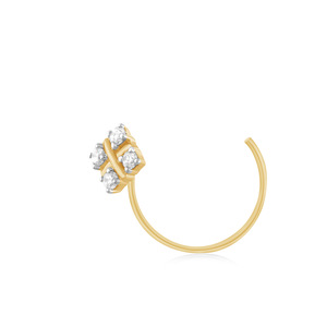 Pendiente de Nariz de Oro Amarillo de 14K para Mujer, con Diamante de Corte Brillante Redondo, Estilo Minimalista, para Uso Diario - Product Image 2