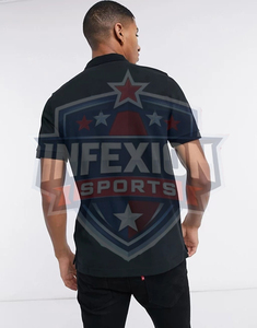 Polo de Manga Corta Negro para Hombre, Color Sólido, Algodón Piqué, Estilo Casual, Corte Regular, Diseño con Botones al Frente - Product Image 3