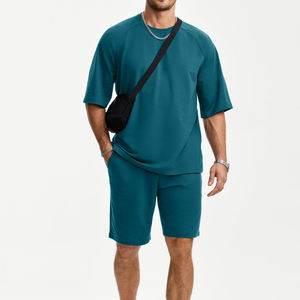 Conjuntos cortos para hombre, estilo casual, para verano, conjuntos de dos piezas, manga corta, cuello redondo, pantalones cortos, ropa de calle, secado rápido - Product Image 5