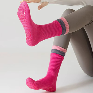 Color Block Non-slip Yoga Pilates <b>Sock</b> Professional Medium-tube Custom logo Sport <b>Socks</b> for Women's Fitness Anti slip <b>Grip</b> <b>Socks</b> - Product Image 3