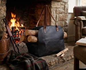 Sac de transport de bûches en cuir véritable de luxe, robuste et portable, pour foyer extérieur, LLR-0159 - Product Image 4