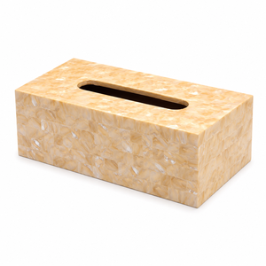 Boîte à mouchoirs en bois blanc vintage artisanale, support décoratif de luxe pour le bureau et les hôtels - Product Image 2