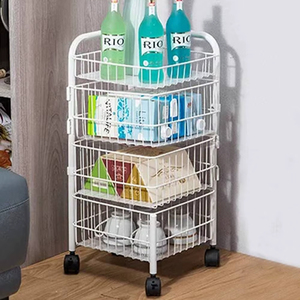 Chariot de cuisine en métal durable avec revêtement en poudre, avec roulettes, pour fruits, collations et accessoires de cuisine - Product Image 1