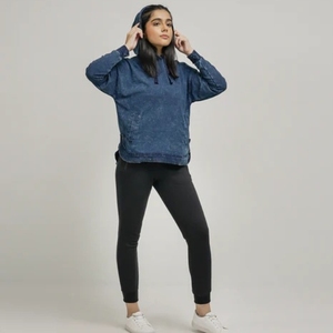 Sudaderas con capucha de mezclilla |   Nueva Sudadera con Capucha Estilo Americano Retro para Hombre y Mujer, Lavada, Holgada, Casual, Corte Regular, en Mezclilla, Unisex, 2026 - Product Image 4