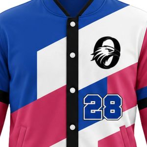 Blue Pink White Baseball <b>Jacket</b> Full Zip Long Sleeve Teamwear Comfortable <b>Lightweight</b> Outerwear for Game Practice - Product Image 5