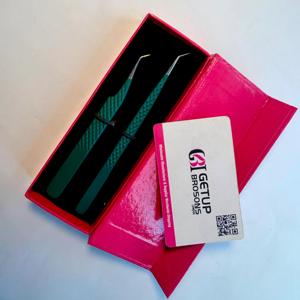 แหนบดัดขนตา Getup Brosons สีเขียว สแตนเลสสตีล ปลายแหลม 45 องศา บรรจุกล่อง - Product Image 3