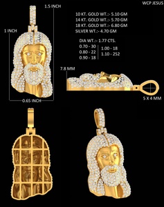 จี้ริซตา เจเวล เงินแท้ 925 ทองคำแท้ 14 กะรัต เพชรเลี้ยงในห้องปฏิบัติการ CVD HPHT สไตล์ฮิปฮอป พระเจ้าพระเยซู จี้รูปพระสงฆ์ - Product Image 6