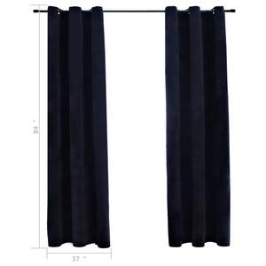 2 cortinas opacas de terciopelo negro de 37"x84" con anillas y cenefas opacas - Product Image 4
