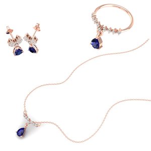 REYES Conjuntos de Joyería de Plata de Ley 925 con Moissanita Más Vendidos para Mujer, Conjuntos de Anillo y Collar con Gema de Zafiro Azul de Lujo - Product Image 3