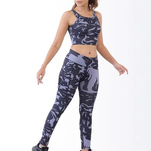 Custom Womens Sublimation Yoga Legging Set High Waist Seamless Gym Fitness Workout Wear Breathable Stretch Activewear Set - Product Image 6