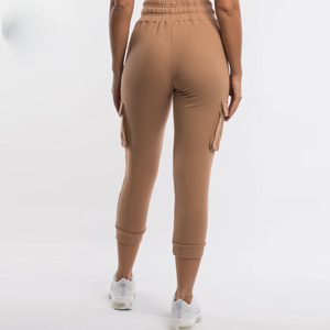 Women High Waist Drawstring Ankle-Length Cargo <b>Jogger</b> Pants Solid Color Side Pockets Breathable Cotton <b>Skinny</b> <b>Fit</b> Autumn Wear - Product Image 2