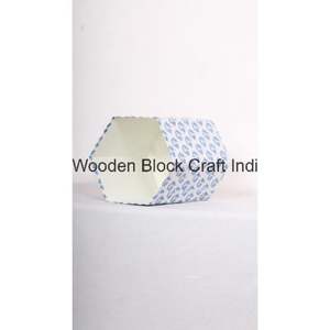 Poubelle décorative ouverte faite à la main en carton PP imprimé au bloc, recouverte de tissu 100% coton - Product Image 3