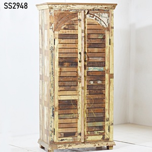 Suren Space Rustic Solid Wood Living Room Cabinet <b>Shutter</b> Door Shaker Style 2 Shelves Antique Handmade SS2948 - Product Image 1