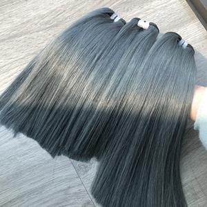 Vente en gros d'extensions de cheveux vierges Remy vietnamiens 100% de haute qualité, perruque de cheveux bruts droits osseux frontale de couleur grise - Product Image 6