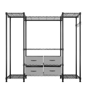 Appendiabiti in metallo resistente, portatile, per armadio domestico, con appendiabiti e cassetto in tessuto, scaffale e barre portabiti in filo metallico - Product Image 3