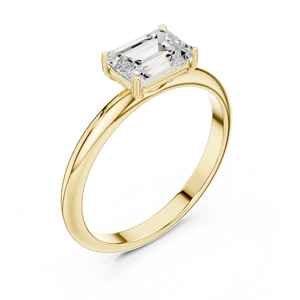 Bague de fiançailles solitaire en or jaune avec diamant de laboratoire taille émeraude pour femme, cadeau d'anniversaire de mariage - Product Image 4