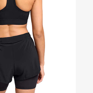 Women's <b>Black</b> Sporty <b>Skorts</b> High Waist Elastic Waist Anti-Pilling Quick Dry Knitted 100% Cotton Shorts with Logo - Product Image 2