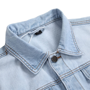 Men's Light Blue Denim Jacket <b>Stand</b> Collar Casual Washed Cotton Jacket Spring Regular Fit Single Breasted Button Front - Product Image 5