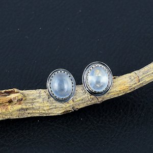 Natural Aquamarine Oval Shape Earrings 925 Sterling <b>Silver</b> <b>Stud</b> Earrings Elegant Luxury Gemstone Jewelry Gift Party - Product Image 4