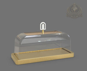 ถาดวางขนมรูปพระจันทร์เสี้ยวสี่เหลี่ยม ทำจากสแตนเลสสีทองและกระจก เป็นมิตรกับสิ่งแวดล้อม เหมาะสำหรับเทศกาลรอมฎอนและอีด พร้อมฝาครอบทรงโดม ใช้กับเครื่องล้างจานได้ - Product Image 5