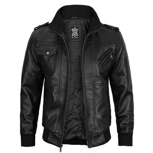 Plain High Street Men's <b>Gothic</b> Biker <b>Jacket</b> Punk Leather Coat Winter Eco-friendly Silver Skull Cross Hardware Slim Fit Stand - Product Image 4