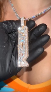 Fully Iced Initial Letter Pendant Hip Hop Rapper Women's Jewelry Birthday Gift Custom Letters Rose Gold Rhodium Plated 14k/18k - Product Image 3