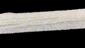 AAA+ White <b>Rainbow</b> Moonstone Faceted Rondelle Beads 3mm Moonstone Beads 13 Inch Fire <b>Rainbow</b> Moonstone Natural White Moonstone - Product Image 3