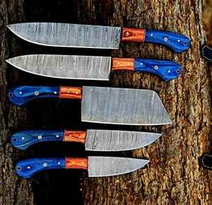 Ensemble de 5 couteaux de chef en acier Damas faits à la main avec étui, outils de cuisine de qualité supérieure, couteaux à légumes artisanaux - Product Image 2