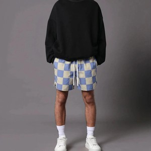 Nouvelle Arrivée Short de Bain Tendance pour Homme à Carreaux Taille Mi-Haute avec Poche et Cordon de Serrage Style Décontracté Motif Bleu Beige Séchage Rapide - Product Image 6