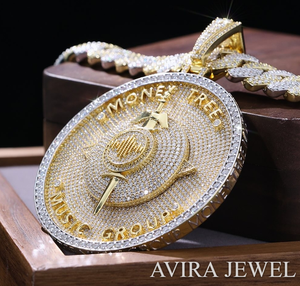 จี้เพชรโมอิสซาไนต์ทรงฮิปฮอป ดีไซน์สำหรับทั้งชายและหญิง ชุบทองคำสีเหลืองกุหลาบบนเงินแท้ 925 - Product Image 1