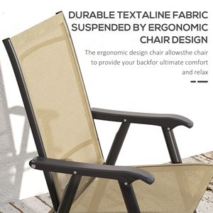 Voor Outsunny 4-delige Set Licht Gemengd Bruin Opvouwbare Patio Stoelen Metalen Frame Stapelbare Armleuningen Voor Buiten Dineren Gazon Kamperen - Product Image 4