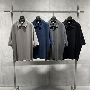 Camiseta Polo Corta Oversize Personalizada al por Mayor para Hombre, Camisetas Polo de Diseño Holgadas, Camiseta Polo de Golf con Teñido Pigmentado para Hombre - Product Image 2