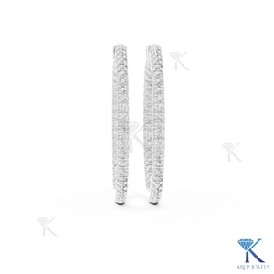 Lab Grown CVD HPHT Diamond Double Row Pave Large <b>Hoop</b> <b>Earrings</b> 14K 18K <b>Solid</b> Gold Fine Women's Wedding & Party Jewelry - Product Image 5