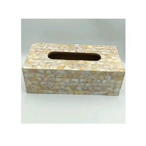 Boîte à mouchoirs rectangulaire en nacre faite à la main par ILAHI, avec incrustation de coquillages, écologique, multi-usage, design moderne - Product Image 5