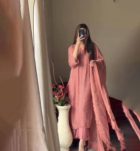 High Quality Designer Purt Faux Georgette Salwar Kameez Suit with Embroidery & Sequin Work - Ready to Wear for Wedding Functions - Product Image 1