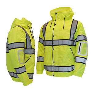 Reflective High Visibility ANSI Class 3 <b>Waterproof</b> Pullover Hoodie with Customized Logo for Sports Training Outdoor Use - Product Image 3