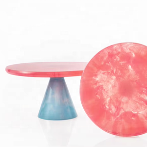 European Designer Resin Cake Stand <b>Platter</b> 10 Inch Marble Effect Handmade Dishwasher Safe Oven Safe Eco-Friendly Custom Color - Product Image 5