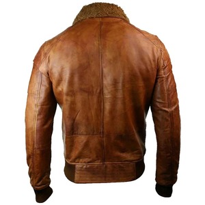 เสื้อแจ็คเก็ตหนังผู้ชายแฟชั่นฤดูหนาว แต่งปกขนสีน้ำตาล - Product Image 2