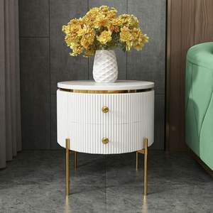 Hotel Furniture Marble Top <b>Side</b> <b>Tables</b> Gold Plated Metal Round End <b>Table</b> for Living Room, Hotel, Office Manufacture - Product Image 1